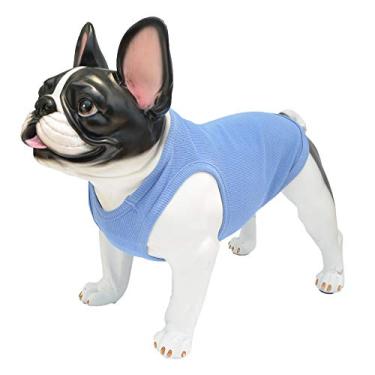 Imagem de Lovelonglong 2019 Summer Pet Clothing, roupas para cães camisetas em branco regatas caneladas Top Thread Vests para buldogue grande médio pequeno cães 100% algodãoLovelonglong XS (Small Dog -6lbs) multicor