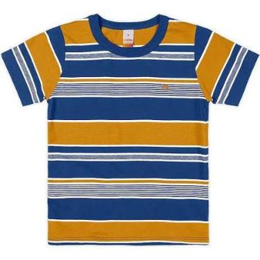 Imagem de Camiseta Infantil Meninos Listrada Azul Marisol - Antiviral