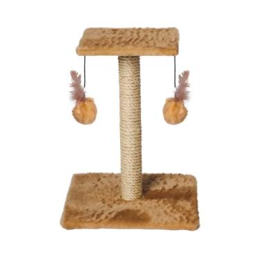 Imagem de Arranhador Para Gatos Poste Com Brinquedo Duplo Exclusivo (Bege)