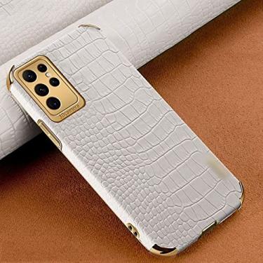 Imagem de Capa de couro com estampa de crocodilo para Samsung S22 Ultra S20 S21 FE Note 20 9 10 Lite Note20 S10 Plus Capas, creme, para S23 Ultra