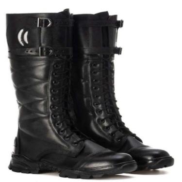 Imagem de Bota Masculina Militar Couro Cadarço Cano Longo Moderna-Masculino