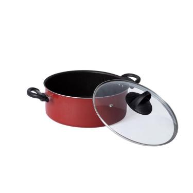 Imagem de Panela Caçarola Antiaderente 20 Cm tampa de Vidro Vermelho