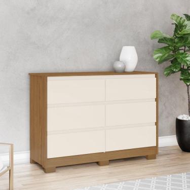 Imagem de Cômoda 6 Gavetas Ravenna Marrom/Off White