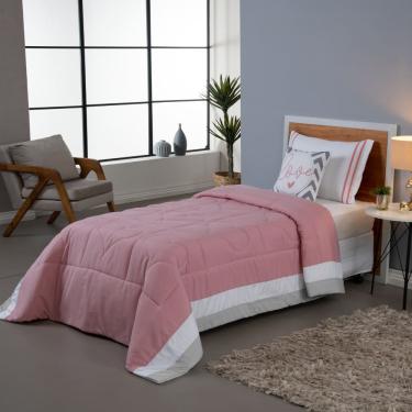 Imagem de Kit Colcha Edredom Infantil Solteiro 4 Peças Coração Rosa