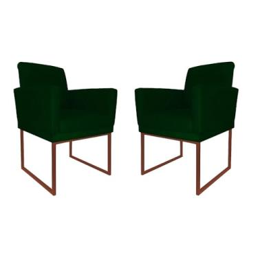 Imagem de Kit 02 Poltronas Klara Para Sala Base Ferro Bronze Suede - Estopar