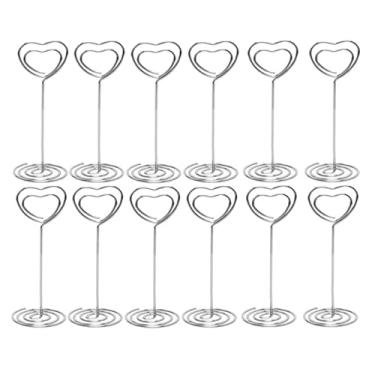 Imagem de fengchensety 12 peças de metal suporte de número de mesa suporte de fotos suporte de exibição de fotos suprimentos de casamento para chá de bebê decorações de festa de aniversário clipes de exibição de fotos