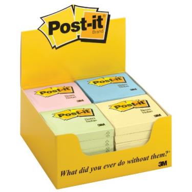 Imagem de Post-it Observações, 7,6 x 7,6 cm, 24 blocos, notas adesivas favoritas número 1 dos EUA, coleção Marselha, cores pastel (rosa, menta, amarelo), reciclável (654-MPDQ)