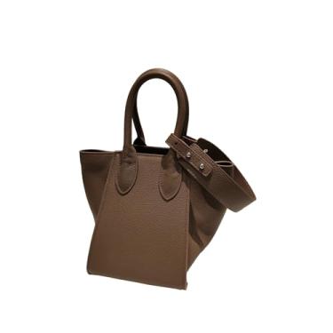 Imagem de Bolsa de ombro em couro legítimo com alça superior para mulheres Bolsa tipo pasta Bolsa com alça ajustável (E)