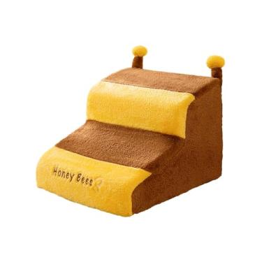 Imagem de ＫＬＫＣＭＳ Pet passos escadas do cão rampa escada do cão capa destacável resistente a riscos rampa do filhote de cachorro dos desenhos animados multiuso para cão, 2 etapas