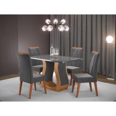 Imagem de Mesa de Jantar Retangular Salin com 4 Cadeiras Vegas Mel/Grafite