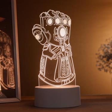 Imagem de Luminária led 3d, abajur de mesa, manopla Thanos, jóias do infinito