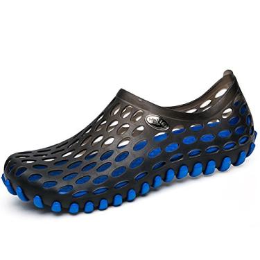 Imagem de Sandálias masculinas respiráveis fashion sapatos caverna, Benrenshangmao (cor: preto azul, tamanho: 36)
