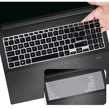 Imagem de DAMMOMKO 2 capas de teclado para ASUS VivoBook 16X, 15.6 K3502 M3502, Zenbook 15 Q539ZD, transparente e preto, silicone à prova d’água e reutilizável