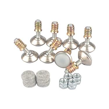 Imagem de HUAYY Niveladores de pés giratórios para móveis, altura angular ajustável (kits de inserção de porca de 1/4 a 20 --- 8 conjuntos), pernas de nivelamento resistente para cadeiras de mesa, armários, sofá, com almofadas de feltro autoadesivas de alta densidade