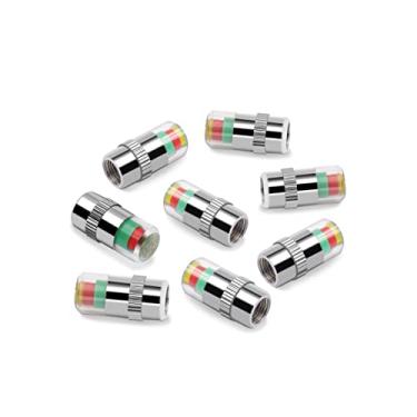 Imagem de WNCGC 8 peças 2,2 bar 32PSI monitor de pressão de pneu de carro tampas de haste sensor indicador 3 cores alerta ocular