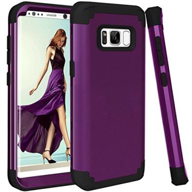Imagem de Capa de telefone para Samsung Galaxy S8 capa dura à prova de choque silicone macio amortecedor híbrido três camadas Defender acessórios de proteção celular resistente Glaxay S 8 8S Edge SM-G950U capas femininas menina roxo escuro