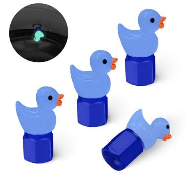 Imagem de GOOTHX Tampa da haste da válvula de pneu, 4 peças que brilham no escuro tampa de válvula de pneu de patinho, universal para carros, motocicletas, caminhões e bicicletas. (azul)