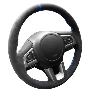 Imagem de Alfanxi Costura manual Itália Alcantara Carro Volante Capa Envolvente para Subaru Forester 2.0XT/Forester 2.5i (Alcântara + Listras azuis)