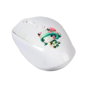 Imagem de YOCUNKER Mouse sem fio, mouse óptico fofo de 2,4 G, mouse ergonômico para laptop, PC, computador, Chromebook, notebook, 3 botões (branco sapo)
