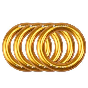 Imagem de S.E.PEAK Anel de rapel de alumínio 25 kN, anel de vedação de tensão perfeito, anel de conexão para escalada, arborista, rede, resgate, slackline, ouro, pacote com 4
