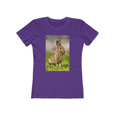 Imagem de Rabbit 'Clover' - Camiseta feminina de algodão torcido - por Doggylips, Roxo liso, G