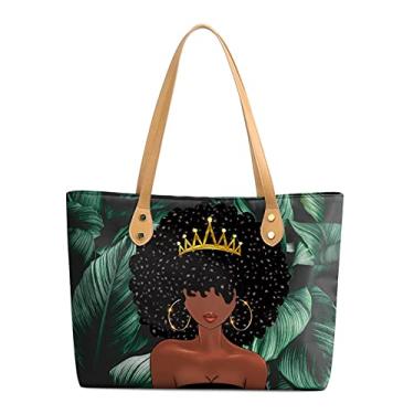 Imagem de FZNHQL Bolsas tote afro-americanas para mulheres negras, bolsas de ombro modernas, para praia, trabalho, viagem, Menina preta - 4, One Size