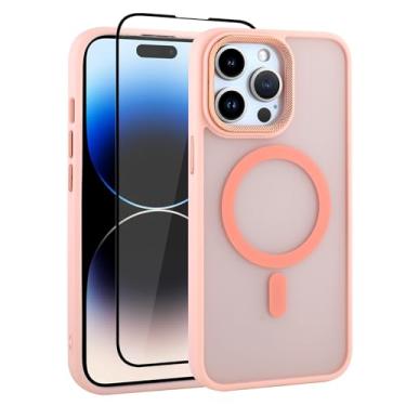 Imagem de Mophinda Capa de telefone magnética rosa para iPhone 14 Pro, compatível com Magsafe Soft TPU Bumper Case Proteção Mil-Grade, Resistente a Amarelecimento, Anti-riscos 15.5 cm