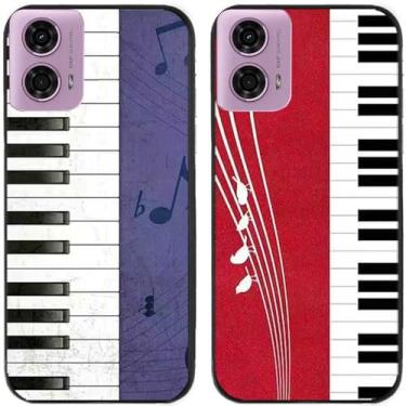 Imagem de 2 peças impressas TPU gel silicone capa traseira para celular Motorola Moto G24 (piano)