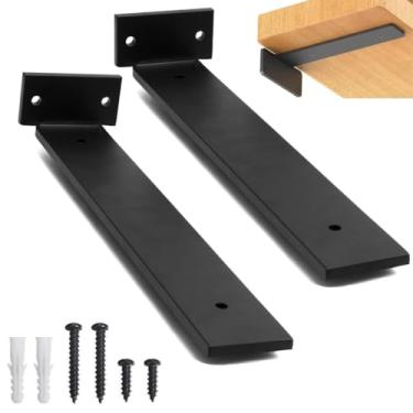 Imagem de rio design99 – 10cm - mão francesa cantoneira invisível – preta – ferro aço suporte para prateleira reforçada resistente industrial madeira bancada estante – 100mm