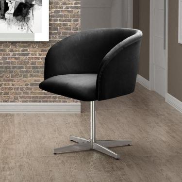 Imagem de Poltrona Atenas Base Giratória de Alumínio Sala de Estar Preto