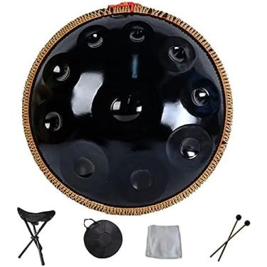 Imagem de Handpan harmônico Tambor Hand Pan 9 10 12 14 Instrumento de percussão profissional Handpan de aço com bolsa de viagem Decoração de corda para meditação Yoga Zen, preto, 10 notas