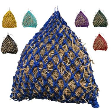 Imagem de Majestic Ally Furos de 5 cm x 5 cm altamente duráveis rede de feno de 91 cm para cavalos, cabras, alimentador de viagem para reboque e barraca, reduz o desperdício (azul royal)