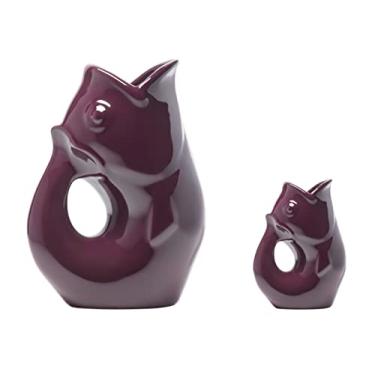 Imagem de Gurgle Pot Jarra de peixe - conjunto de 2 - Mulberry Merlot, jarro grande de 1,2 l com creme de 85 g, perfeito para uso interno ou externo.