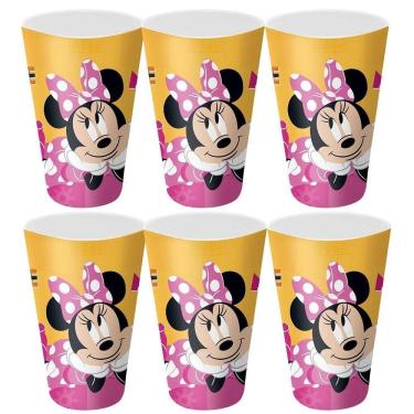 Imagem de Kit 6 Copos Festa Infantil Melamina Rosa Minnie Disney 300ml - Tuut