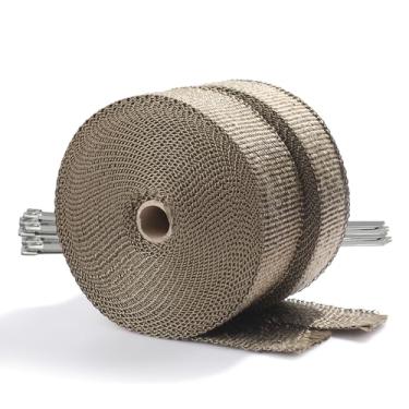 Imagem de ARTR — Cabeçote de titânio de fibra de lava para exaustão, 2 rolos (5 x 127 cm cada rolo) kit com 20 peças de travamento de aço inoxidável de 30 cm
