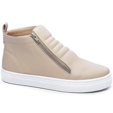 Imagem de Tênis Cano Alto Solado 3cm PVC Flexível Antiderrapante Bege Cor:Bege;tamanho:37