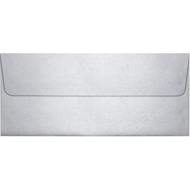Imagem de Envelopes de aba quadrada LUXPaper #10 em 80 lb. Envelopes de negócios prateados metálicos e impressos para letras corporativas e documentos legais com destaque e impressão, pacote com 50, tamanho da envelope 4 1/8 x 9 1/2 (prata)