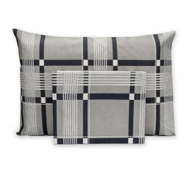 Imagem de Jogo De Cama Lençol Solteiro Kit 2 Peças C/Elástico 180 Fios Percal Estampado (Xadrez)