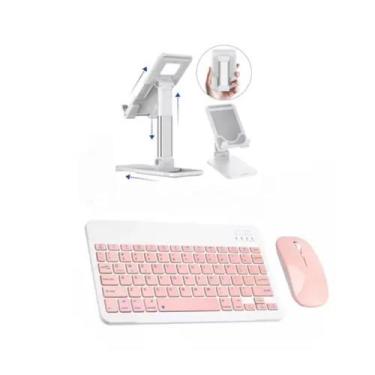 Imagem de Teclado E Mouse Bluetooth + Suporte Para Tablet Galaxy Tab S6 Lite - F