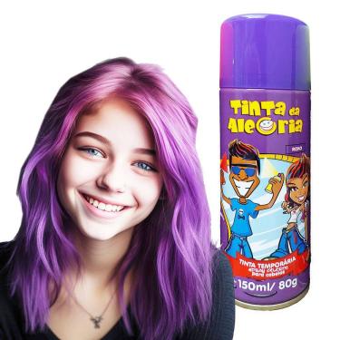 Imagem de Tinta para Cabelos Spray da Alegria 150 ml + Giz Colorido Tintura Temporária 6 Cores