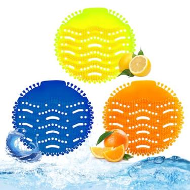 Imagem de CNQLIS Pacote com 24 almofadas desodorantes para urinol, almofadas de mictório à prova de respingos, desodorizantes em três aromas (brisa do mar/limão/laranja) para banheiros, banheiros, restaurantes,