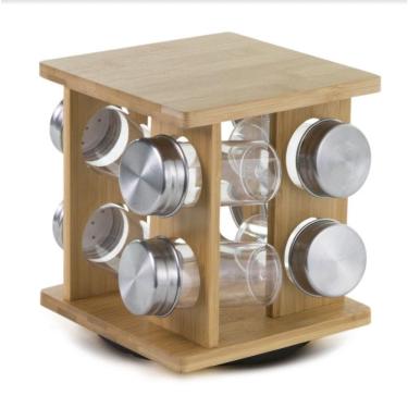 Imagem de Porta Condimentos 8 Peças Base Giratoria De Bambu - Mimo