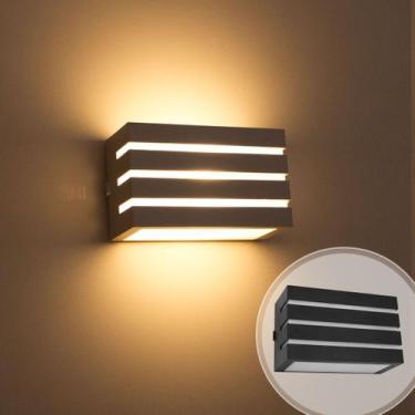 Imagem de KIT 6X Arandela Frisada Policarbonato p/ área Externa e Interna preta 