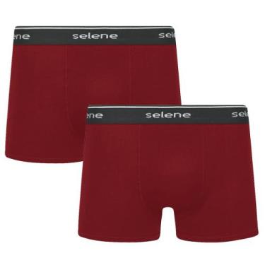 Imagem de Kit 2 Cueca Selene Masculina Algodão Plus Size Boxer Box, Bordô, X3