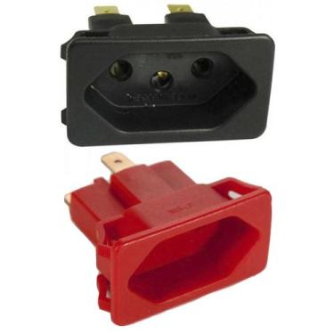 Imagem de 10 Tomada Embutir Fêmea 3 Pinos Tpa2-3 20a Preto Vermelho Móveis Paine