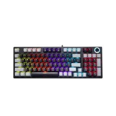Imagem de Teclado Mecânico ZA981-98 Teclas, Iluminação RGB, Interruptor Azul, Hot-Swappable, Com Botão Multifuncional, Ideal para Jogos e Escritório,cinza escuro