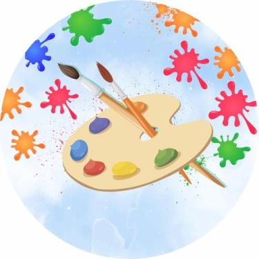 Imagem de Painel de Lona Redondo Pintando o Sete Paleta Pingos de Cores - Fabrik
