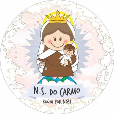 Imagem de Painel de Lona Redondo Santinhos Católicos Nossa Senhora do Carmo - Fa