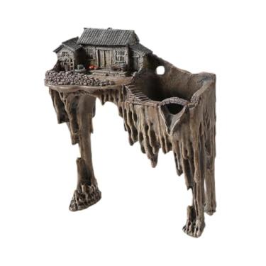 Imagem de UxicRuya Aquário Hideout Estatueta Figura Cabana Abrigo Decoração Do Aquário Caverna para Jardim Lagoa Réptil Peixe Pátio, Estilo D, Tamanho real