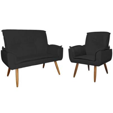 Imagem de Kit 1 Namoradeira mais 1 Poltrona Emília Suede Cores - DS Estofados, P